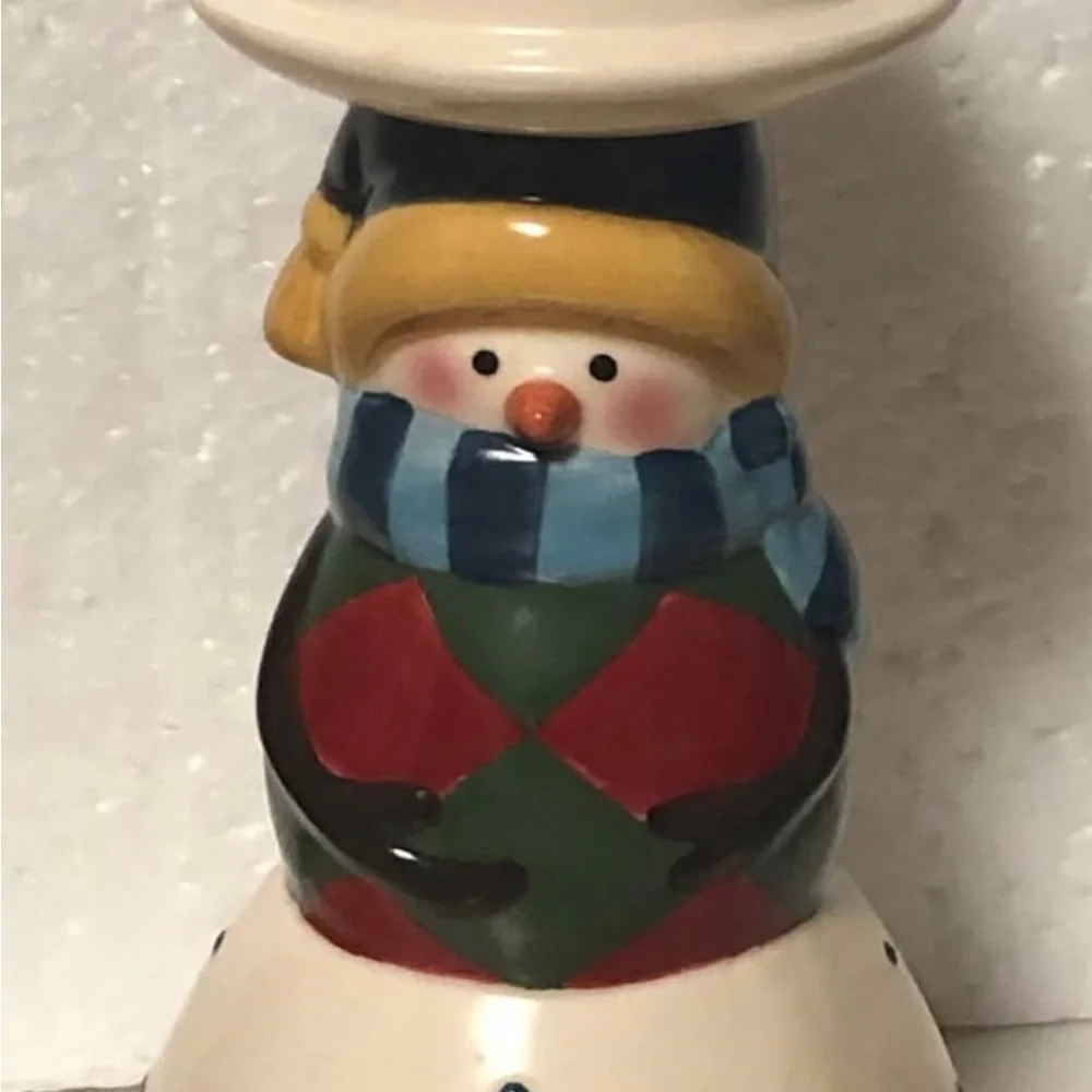 Enesco By Jim Shore Vtg 2004 “Heartwood Creek Snowman” Tea Light Candle Holder